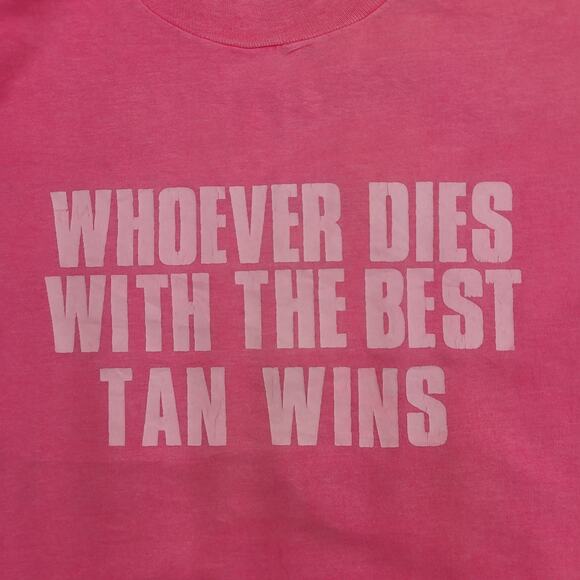 Vintage 90s Funny Sun-Bathing Shirt Womens XL 21x26 Pink USA - Picture 9 of 16